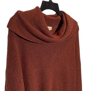 Cowl neck knit sweater Women’s size Medium rust brown long sleeve Fall warm